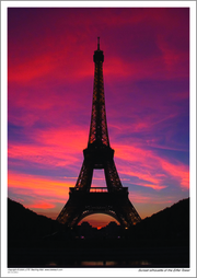 Sunset silhouette of the Eiffel Tower