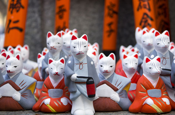 Fox Statues, Fushimi Inari Shrine Kyoto, Japan