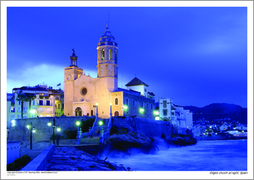 Sitges church at night, Spain